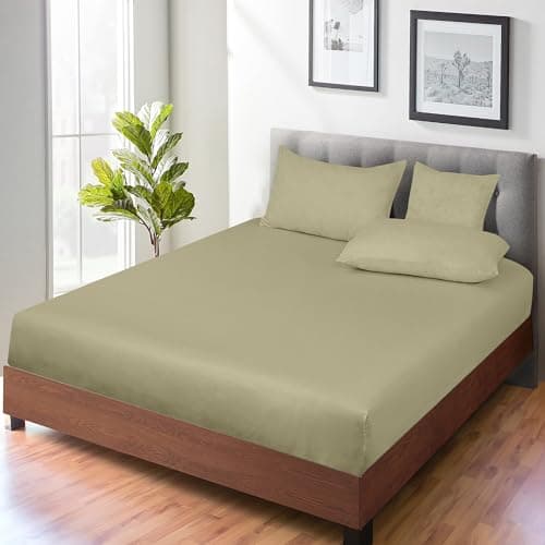 ROYALE LINENS 300 Thread Count 100% Long Staple Combed Cotton Fitted Sheet Full - Super Soft Deep Pocket Bottom Sheet - Fitted Sheets Only - Elastic Sheets (Full, Sage Green) 7