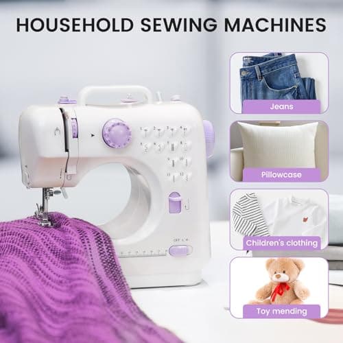 Sewing Machine for Beginners with 12 Built-in Stitches, Mini Sewing Machine with Foot Pedal, High-Low Speeds, Portable and Sewing Enthusiasts (505) 7