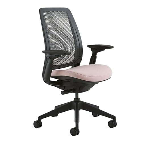 Steelcase Series 2 Office Chair - Ergonomic Work Chair with Wheels for Carpet - with Back Support, Weight-Activated Adjustment & Arm Support - Adjustable Rolling Chairs for Desk - Pink Lemonade