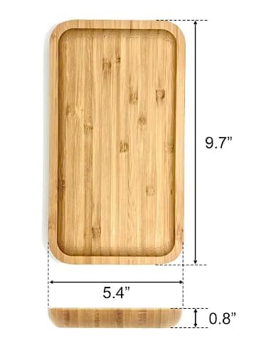 Bam&Boo Bamboo Serving Tray Natural Minimalist Rectangular (9.7” x 5.4" x 0.8") Coffee, Tea, Food, Drinks, Storage, Decor for Home, Kitchen, Bathroom 6