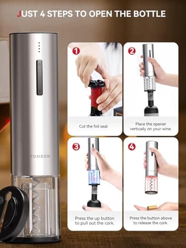 Rechargeable Electric Wine Gift Set - Aerator, Vacuum Stoppers, Foil Cutter and Bottle Opener for Home Bar and Outdoor Parties 5