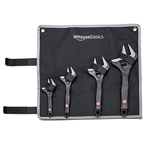 Amazon Basics 4-Piece Wide Jaw Adjustable Wrench Set with Soft Grip, Includes: 6-inch (150mm), 8-inch (200mm), 10-inch (250mm), 12-inch (300mm) 5