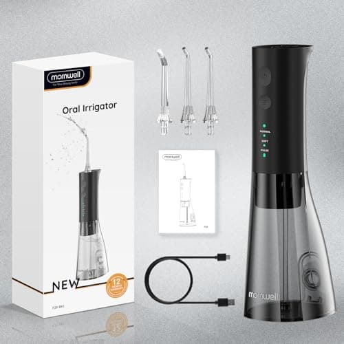 Water Flossers for Teeth, 300ML Cordless Water Flosser, Mornwell 3s Pressure Crescendo Oral Irrigator, Professional Rechargeable Portable Water Flosser 8