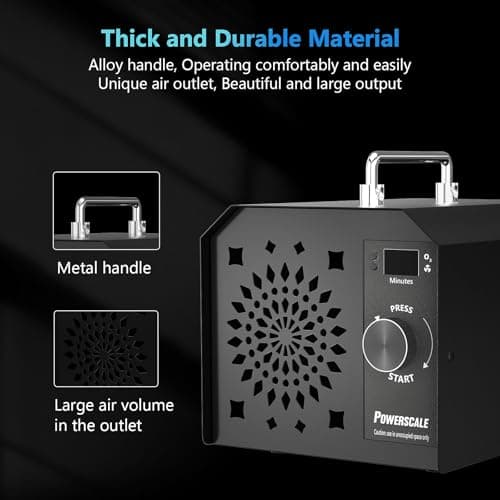 PowerScale Ozone Generator 90,000mg/h O3 Intelligent Control Ozone Odor Eliminator Commercial Ozone Machine Odor Removal, For Home, Car, Pet Room - High Capacity Ionizer Ozone Air Purifier, Black 7