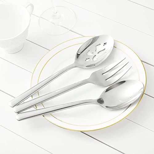 Serving Spoon x 2,Slotted Serving Spoon x 2,Serving Forks x 2,RTT 9 Inch Stainless Steel Catering Serving Utensils for Party Buffet Dinner Banquet Kitchen Basics (Silver Mirror Finish) 7