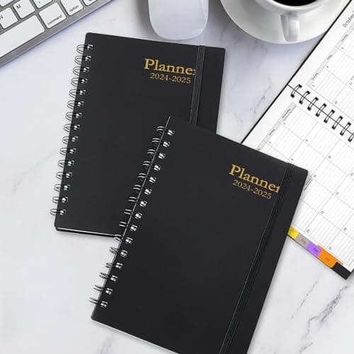 Daily Planner 2024-2025 - 18 Month Planner with Tabs, Calendar Yearly Monthly Weekly Spiral Time Management Planner, May 2024 - October 2025, Flexible Cover, 100GSM Thick Paper, A5 Size, Black 8