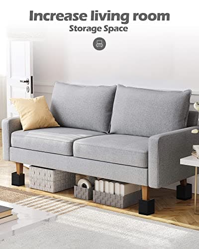 Furniture Risers, Tclouda Bed/Sofa/Desk/Table/Chair Leg/Fridge Lifts to 1.5, 3 and 4 in, Rectangle Adjustable Risers Blocks for Extenders, Heavy Duty Supports Up to 1300 Lbs, 1.5 in-Black-Square 6