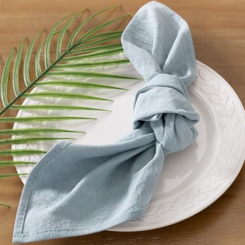 Socomi Cloth Napkins Grey Blue Easter Spring Washable Reusable Bulk Linen Cotton Napkins Set of 4 17"x17" for Wedding Party Bridal Baby Shower Birthday Dining Table Decorations 2