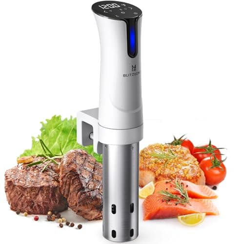 BLITZHOME Sous Vide Machine, 1100W Sous Vide Cooker with Accurate Temperature & Timer, Ultra Quiet Stainless Precision Immersion Circulator Device, Kitchen Gadgets with Recipes, White…