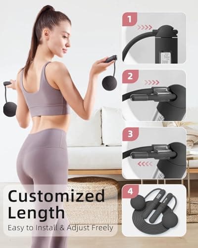 YOTTOY Cordless Jump Rope with Counter - Ropeless Rope 2 In 1 with Large Cordless Ball-Weighted Jump Rope for Women with LCD Display (Black) 7