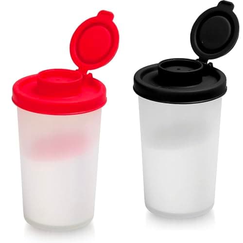 TooWoom Salt and Pepper Shakers with Moisture Proof Lids, Large Spice Dispenser for Sea Salt and Black Pepper, Plastic Salt Shakers for Kitchen, Camping, Travel, Picnic and Lunch Boxes