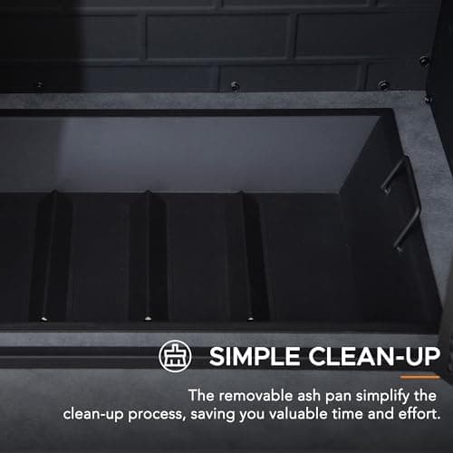 SUNJOY Outdoor Fireplace with Wood Storage and Chimney, Steel Outdoor Wood Burning Fire Pit with Log Holders, Fire Poker and PVC Cover, for Patio Garden Deck Backyard 8