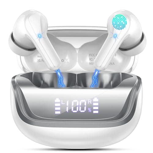 Wireless Earbuds, Bluetooth 5.4 Headphones Deep Bass Stereo, in-Ear Earphones with ENC Noise Canceling Mics, 45H Playtime Ear Buds Dual LED Display, IP7 Waterproof Wireless Headphones for Android iOS