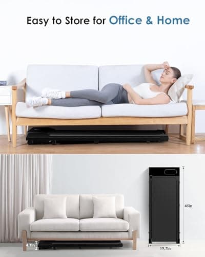 HomeFitnessCode Walking Pad, 5MPH Under Desk Portable Treadmill for Home & Office, 38.5"×15.2" Running Belt, Quiet<45dB, Remote Control, 300 LBS Capacity, Black 9