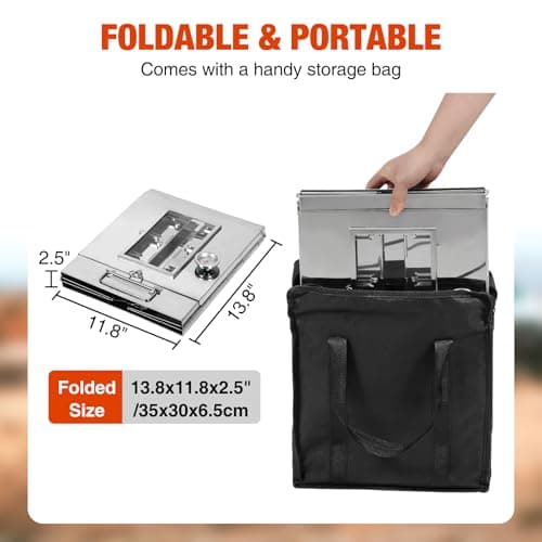 REDCAMP 14"H Foldable Camping Oven with 2 Tier Grill, Stainless Steel Portable Camping Stove for Baking Cinnamon Rolls, Breads and Muffins with Wood Burning Fire,Propane Stoves,Campers,Baking BBQ 7