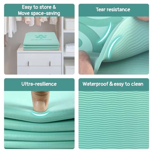 ZHZJCKSHB Foldable Yoga Mat for Travel -72''x24'' Portable 6mm/8mm Thick Fitness&Exercise Mat with Storage Bag, Non-Slip TPE Folding Workout Mat for Yoga, Pilates, Stretching, Home Fitness 6