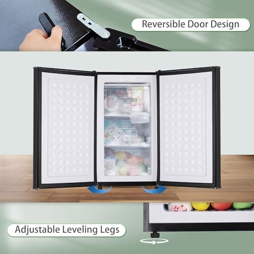 Maine Mini Upright freezer, 3.6 Cubic Feet, Single Door Compact Freezer with Reversible Stainless Steel Door, 3-Speed Temperature Adjustment Small freezer for Home/Dorms 5