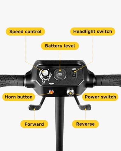 Scootngo 4 Wheel Mobility Scooter for Seniors & Adults with Dual Baskets, 12AH Long-Range Battery, 300LBS+ Weight Capacity, Comfortable Seat for Daily Use (Black-Red) 7