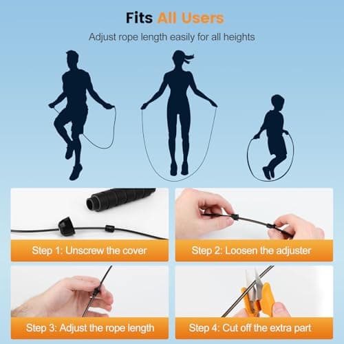Jump Rope – Tangle-Free High-Speed Skipping Rope with Ball Bearings for Men, Women & Kids, Adjustable Steel Wire Rope with Ergonomic Foam Handles, Exercise Equipment for Home Gym, Fitness & Slim Body 7