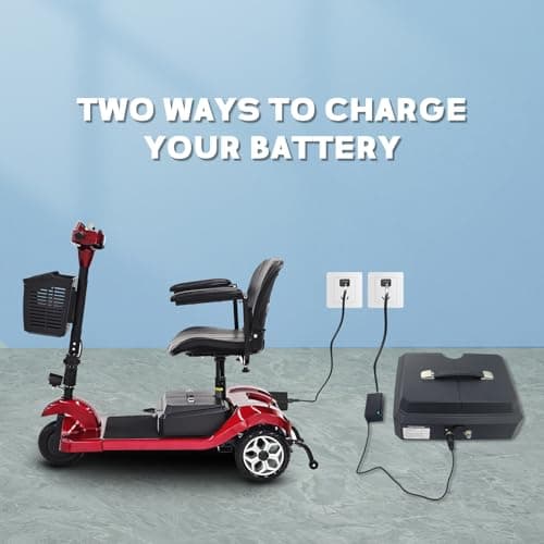 RKRYL Mobility Scooter for Seniors - 3 Wheels Mobility, 15Miles Long Range, Compact Heavy Duty Mobile for Travel, Adults, Elderly, Removable Battery, with Headlight, Charger & Basket 7