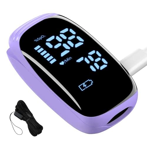 Manhero Fingertip Pulse Oximeter, Rechargeable Pulse Oximeter, High Definition Oxygen Monitor Fingertip, Fast and Accurate Oxymeter Includes Bag Lanyard (Purple)