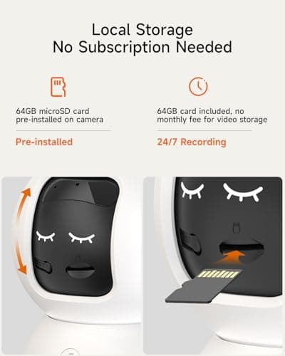 CINMOORE Smart 3K Indoor Dome Security Camera with AI Human/Pet/Facial Detection, 360° Pan-Tilt Coverage, 2-Way Audio, 2.4GHz 5GHz Dual-Band Wi-Fi - Includes 64GB SD Card & No Subscription Needed 5
