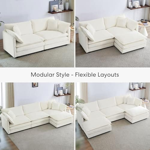 Mixcous Chenille Oversized Accent Chair - 39”W Big Comfy Modular Cloud Chair, Cozy Reading Chair for Living Room, Kids Room, Reading Nook, Bedroom, Family, Cream White 5