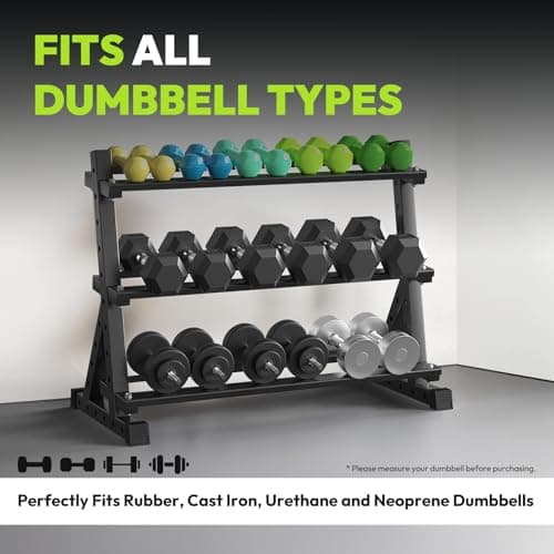 HANDBODE 3-Tier Dumbbell Rack, 1000 lb Large Capacity, Heavy Duty Weight Storage Rack for Home Gym 5