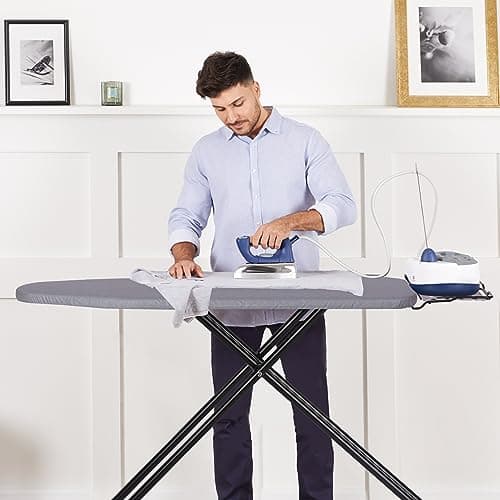 Jakeefud Deluxe Ironing Board with Heat Resistant Cover and Thicken Felt Pad, Heavy Sturdy Legs,Full Size Hanger Iron Board,Foldable (L-Grey) 6