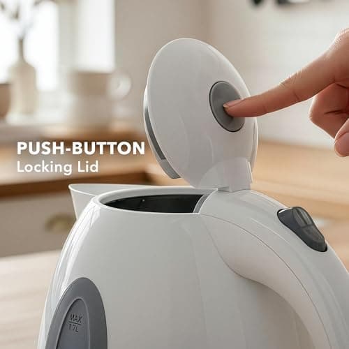 OVENTE Electric Kettle, 1.7L Fast Boiling Water Heater for Coffee or Tea, BPA Free with Water Level Gauge, Auto Shut-Off, Boil-Dry Protection, Indicator Light and Removable Filter, White KP72W 6