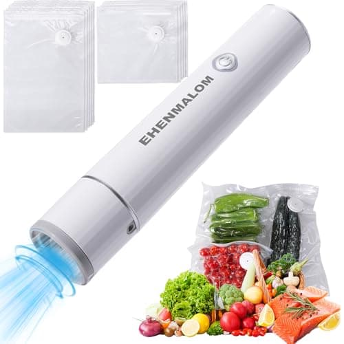 Handheld Vacuum Sealer for food preservation and preservation，Convenient and rechargeable, with easy one-click operation.(1 Vacuum Sealer + 10 Food Reusable Bags,30 Bags Optional)
