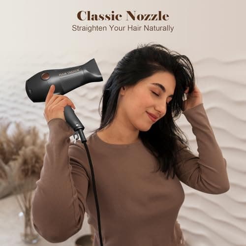 Travel Hair Dryer with Diffuser and Concentrator, Dual Voltage Hair Dryer (110V-250V) for European Trips, Compact Portable Blow Dryer for Women & Men with EU&UK Plug 5