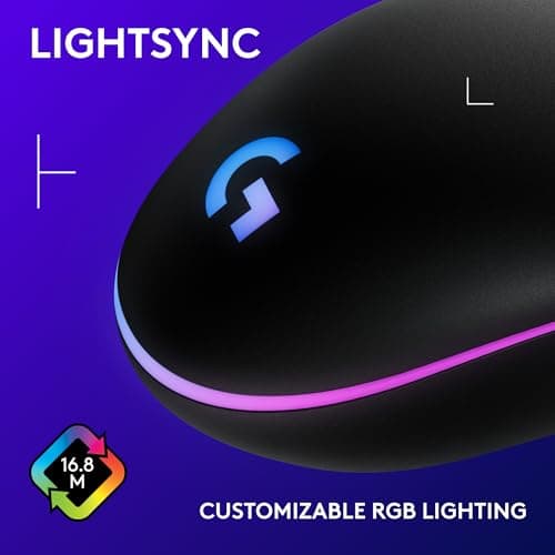 Logitech G203 Wired Gaming Mouse, 8,000 DPI, Rainbow Optical Effect LIGHTSYNC RGB, 6 Programmable Buttons, On-Board Memory, Screen Mapping, PC/Mac Computer and Laptop Compatible - Black 6