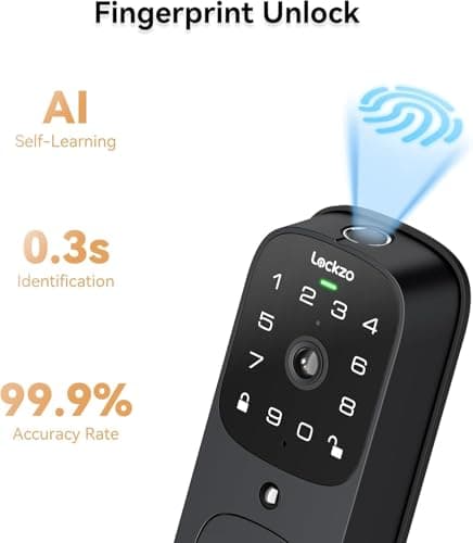 Video Smart Lock with Doorbell, 3 in 1 Keyless Entry Door Lock, Built-in WiFi Camera Deadbolt Lock for Front Door, Fingerprint, Keypad Code, App Control, Voice Control, Auto Lock, IP65, Video Calling 7