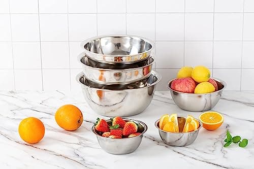 COOK WITH COLOR Stainless Steel Mixing Bowls Set - Nesting Bowls, 6 Pieces, Silver 6