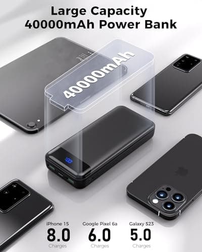 Portable Charger Power Bank 40000mAh Powerbank PD 30W and QC 4.0 Fast Charging External Battery Pack with USB-C LED 3 Outputs & 2 Inputs Portable Charging for iPhone 15 14 13 pro, Samsung 5
