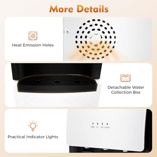 Bottom Loading Water Cooler Dispenser, 5 Gallon Hot/Cold Water Dispenser Temperature Protection Water Bottle Dispenser for Home Office Kitchen 7