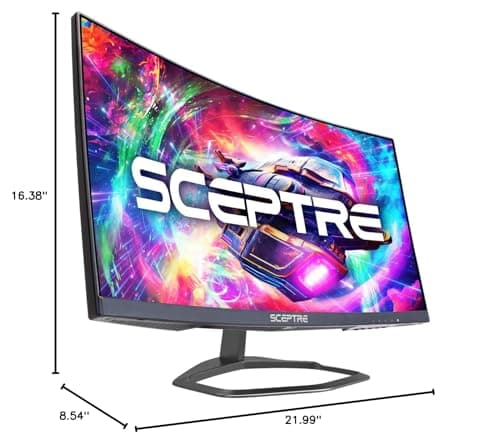 Sceptre New Curved 24.5-inch Gaming Monitor up to 240Hz 1080p R1500 1ms DisplayPort x2 HDMI x2 Blue Light Shift Build-in Speakers, Machine Black 2025 (C255B-FWT240 Series) 10