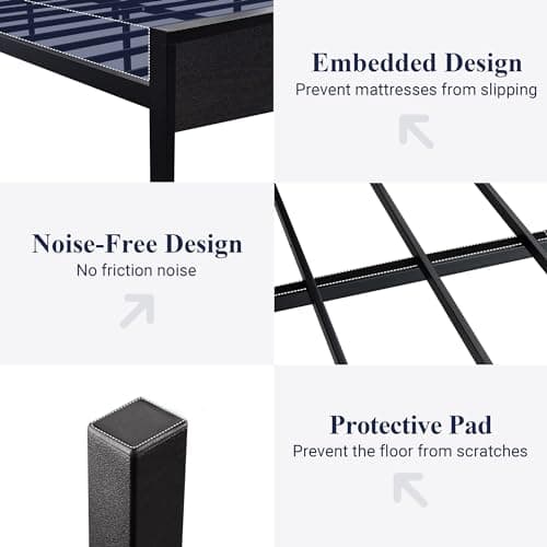 Allewie Full Size Platform Bed Frame with Wooden Headboard and Footboard, Heavy Duty 12 Metal Slats Support, No Box Spring Needed, Under-Bed Storage, Noise Free, Easy Assembly, Black Oak 6