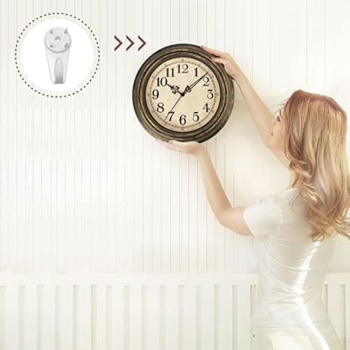 Plumeet Small Retro Wall Clock, 10'' Non Ticking Classic Silent Vintage Wall Clocks Decorative Kitchen Living Room Bedroom - Battery Operated 5