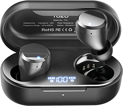 TOZO Wireless Earbuds Bluetooth 5.3 Headphones Premium Sound Performance Touch Control LED Digital Display Wireless Charging Case Earphones Black