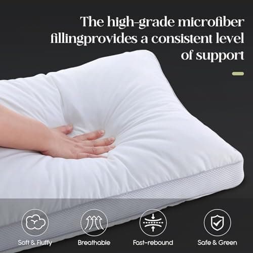 Yalamila Goose Down Bed Pillows Queen Size Set of 2 (White), Hotel Collection Pillows for Sleeping, Gusseted Pillow for Side, Back, or Stomach Sleepers, 20" x 30" 6