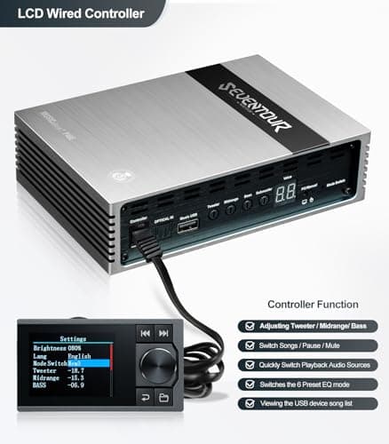 Seventour P48E DSP Car Audio Equalizer built-in Amplifier, 31-Band Graphic Equalizers, 8-Channels Output, 4-Channels Input, With APP/PC/Manual Control/Bluetooth/USB/Optical IN,Digital Signal Processor 5