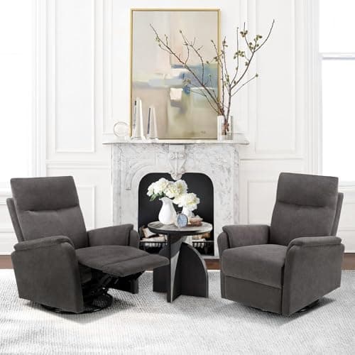 COLAMY Swivel Recliner Chair with Footrest, Strong Glide Chair High Back with Double-Layer Cushion, Rocker Recliner for Nursery & Living Room, Bedroom, Charcoal 8