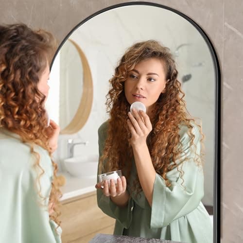 NicBex Arched Full Length Mirror with Stand, 56"x19" Aluminum Alloy Frame Floor Mirror, Black - Free Standing, Leaning Against Wall or Wall-Mounted, for Bedroom Living Room Dressing Room 7