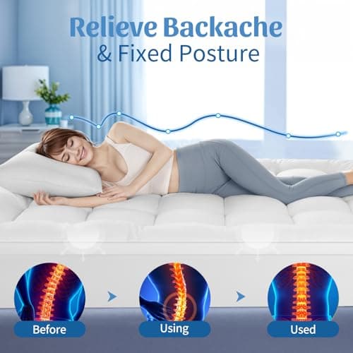 Memory Foam Mattress Topper for Back Pain, Soft Ergonomic Pillow Top Mattress Topper with Deep Pocket fits up to 21" (Queen, 60"x80") 6