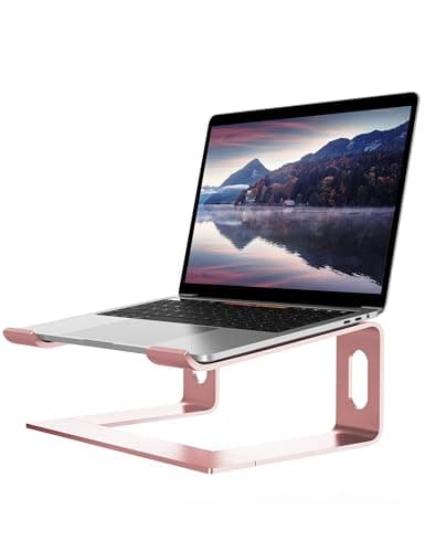 ALASHI Laptop Stand for Desk, Aluminum Computer Riser, Ergonomic Notebook Holder, Detachable Metal Laptops Elevator, PC Cooling Mount Support 10 to 15.6 Inches Notebook, Pink