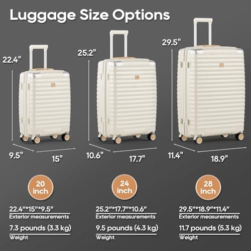 Joyway Carry On Luggage, 20 IN Suitcase Hardside Checked with TSA Lock (Cream, 20'') 6
