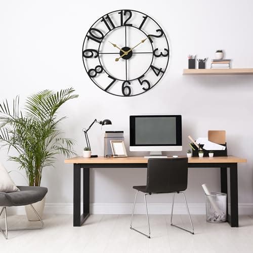 Sorbus Large Wall Clock for Living Room Decor - Wall Clock for Kitchen - 24 inch Big Wall Clock Decorative - Metal Wall Art - Analog Large Clock for Bedroom, Home, Kitchen, Office, Wall Decor (Black) 5