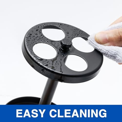 Black Stainless Toothbrush Holder Stand: Rustproof Bathroom Countertop Organizer, 4 Ventilated Slots Hold Manual Toothbrushes, Razor 5